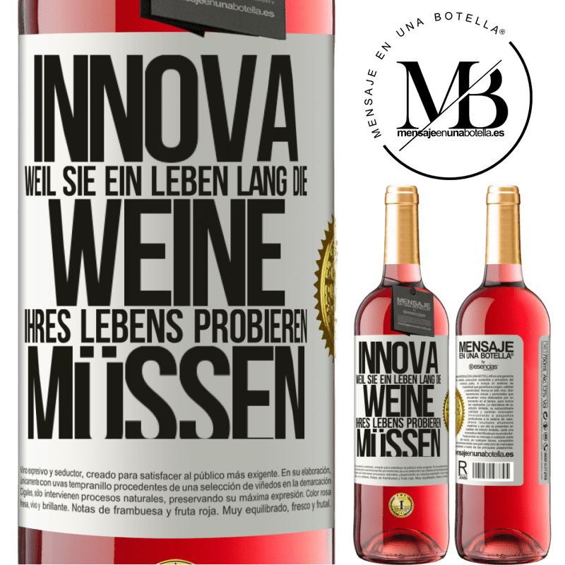 29,95 € Kostenloser Versand | Roséwein ROSÉ Ausgabe Innova, weil Sie ein Leben lang die Weine Ihres Lebens probieren müssen Weißes Etikett. Anpassbares Etikett Junger Wein Ernte 2025 Tempranillo