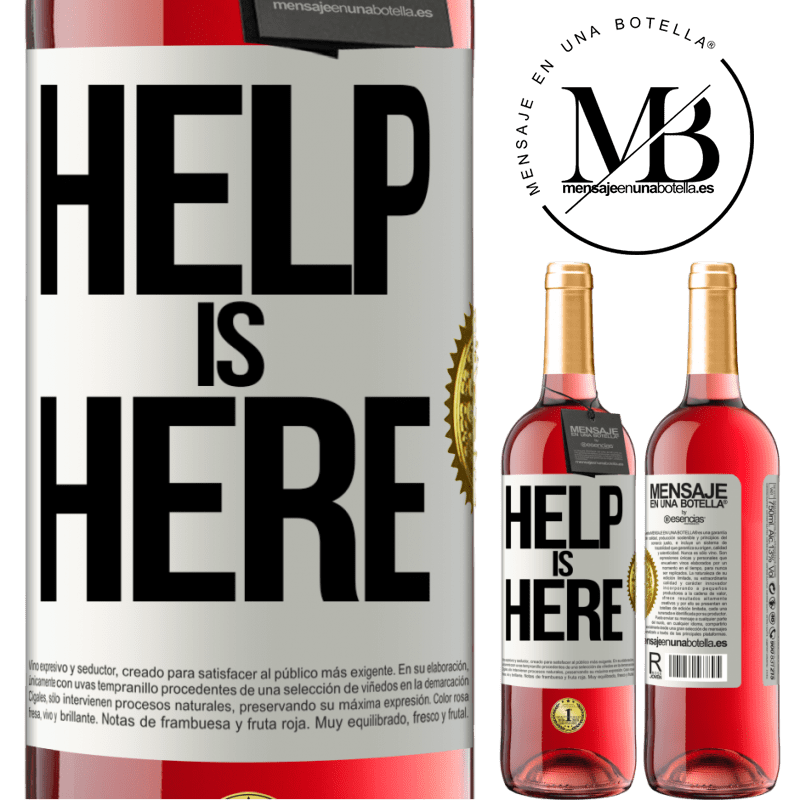 29,95 € Kostenloser Versand | Roséwein ROSÉ Ausgabe Help is Here Weißes Etikett. Anpassbares Etikett Junger Wein Ernte 2024 Tempranillo