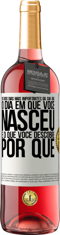 29,95 € | Vinho rosé Edição ROSÉ Os dois dias mais importantes da sua vida: o dia em que você nasceu e o que você descobre por que Etiqueta Branca. Etiqueta personalizável Vinho jovem Colheita 2025 Tempranillo