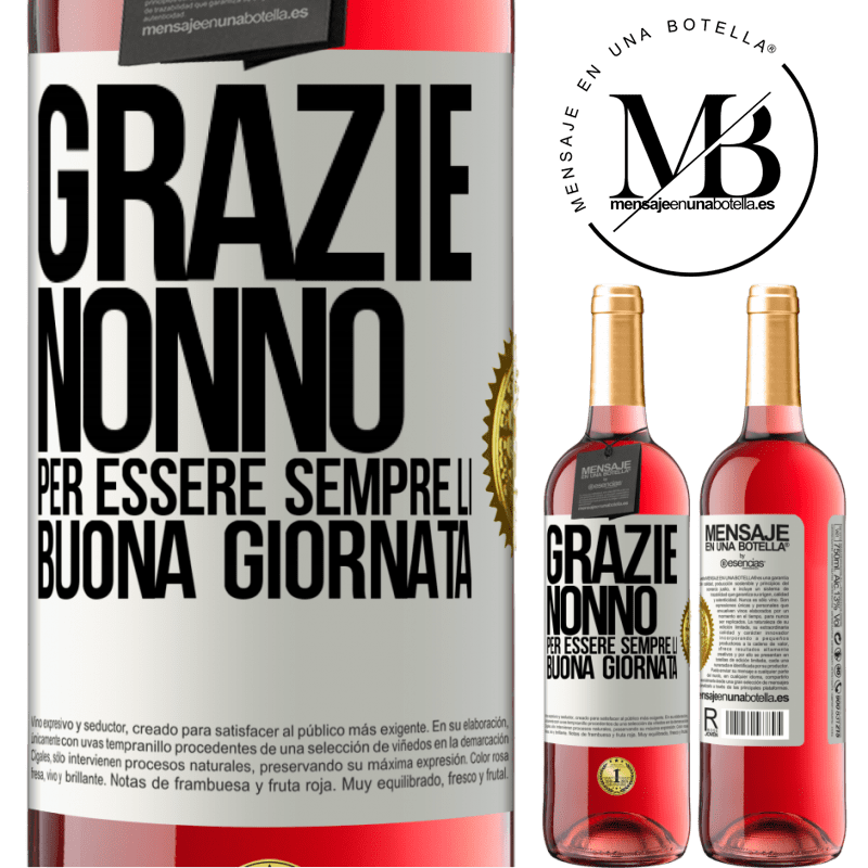 29,95 € Spedizione Gratuita | Vino rosato Edizione ROSÉ Grazie nonno, per essere sempre lì. Buona giornata Etichetta Bianca. Etichetta personalizzabile Vino giovane Raccogliere 2023 Tempranillo