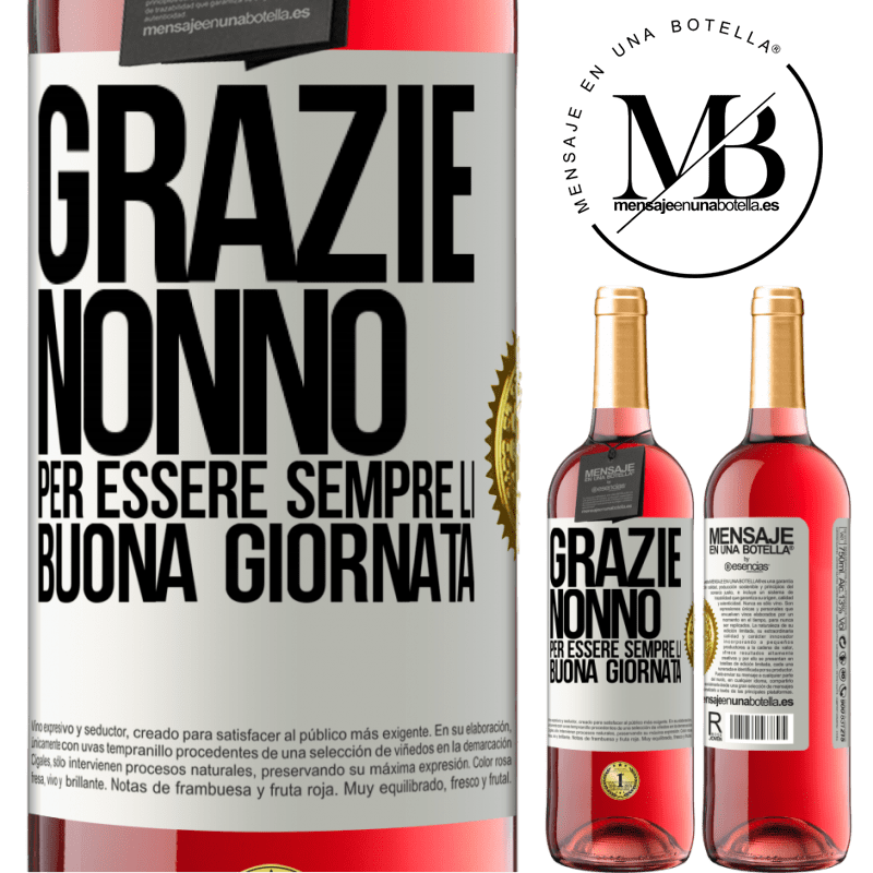29,95 € Spedizione Gratuita | Vino rosato Edizione ROSÉ Grazie nonno, per essere sempre lì. Buona giornata Etichetta Bianca. Etichetta personalizzabile Vino giovane Raccogliere 2025 Tempranillo