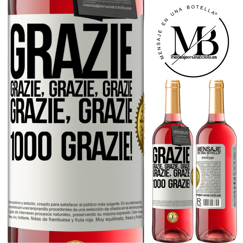 29,95 € Spedizione Gratuita | Vino rosato Edizione ROSÉ Grazie, grazie, grazie, grazie, grazie, grazie 1000 Grazie! Etichetta Bianca. Etichetta personalizzabile Vino giovane Raccogliere 2023 Tempranillo