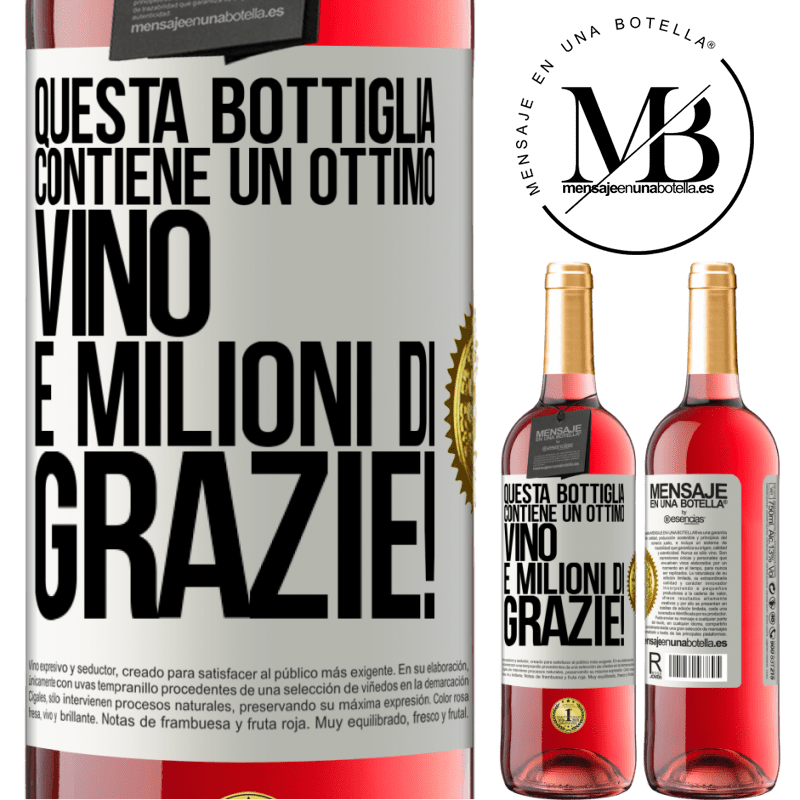 29,95 € Spedizione Gratuita | Vino rosato Edizione ROSÉ Questa bottiglia contiene un ottimo vino e milioni di GRAZIE! Etichetta Bianca. Etichetta personalizzabile Vino giovane Raccogliere 2025 Tempranillo