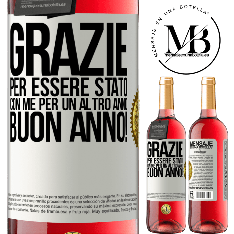 29,95 € Spedizione Gratuita | Vino rosato Edizione ROSÉ Grazie per essere stato con me per un altro anno. Buon anno! Etichetta Bianca. Etichetta personalizzabile Vino giovane Raccogliere 2024 Tempranillo