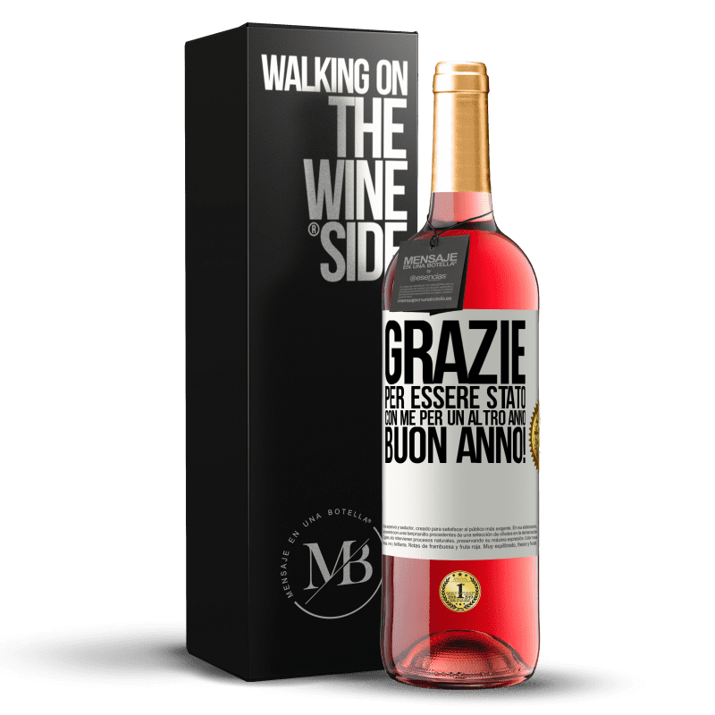 29,95 € Spedizione Gratuita | Vino rosato Edizione ROSÉ Grazie per essere stato con me per un altro anno. Buon anno! Etichetta Bianca. Etichetta personalizzabile Vino giovane Raccogliere 2024 Tempranillo