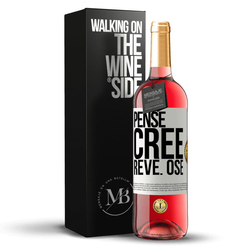 29,95 € Envoi gratuit | Vin rosé Édition ROSÉ Pense. Crée. Rêve. Ose Étiquette Blanche. Étiquette personnalisable Vin jeune Récolte 2024 Tempranillo