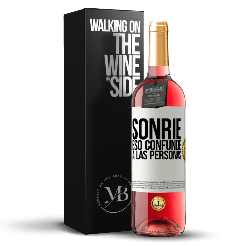 29,95 € Envío gratis | Vino Rosado Edición ROSÉ Sonríe, eso confunde a las personas Etiqueta Blanca. Etiqueta personalizable Vino joven Cosecha 2024 Tempranillo