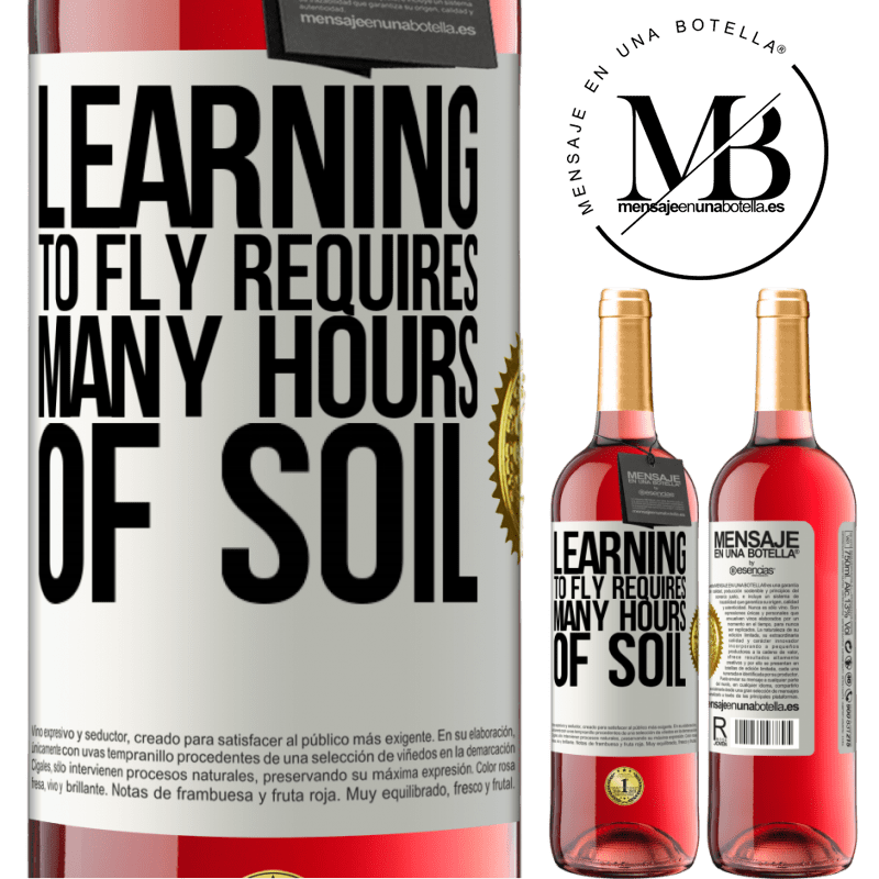 24,95 € Free Shipping | Rosé Wine ROSÉ Edition Learning to fly requires many hours of soil White Label. Customizable label Young wine Harvest 2021 Tempranillo