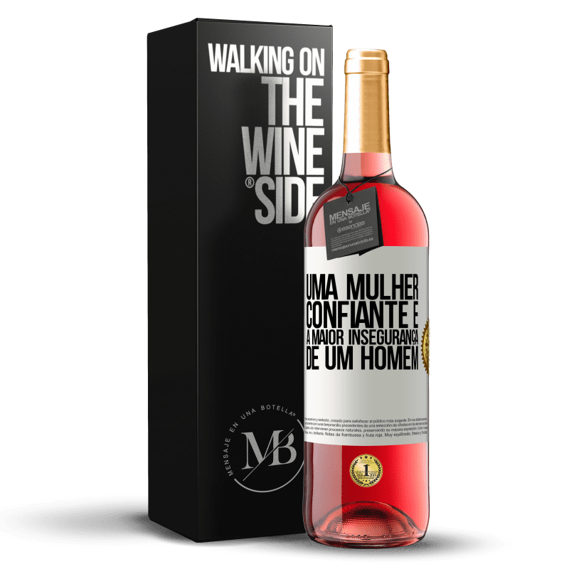 29,95 € Envio grátis | Vinho rosé Edição ROSÉ Uma mulher confiante é a maior insegurança de um homem Etiqueta Branca. Etiqueta personalizável Vinho jovem Colheita 2024 Tempranillo