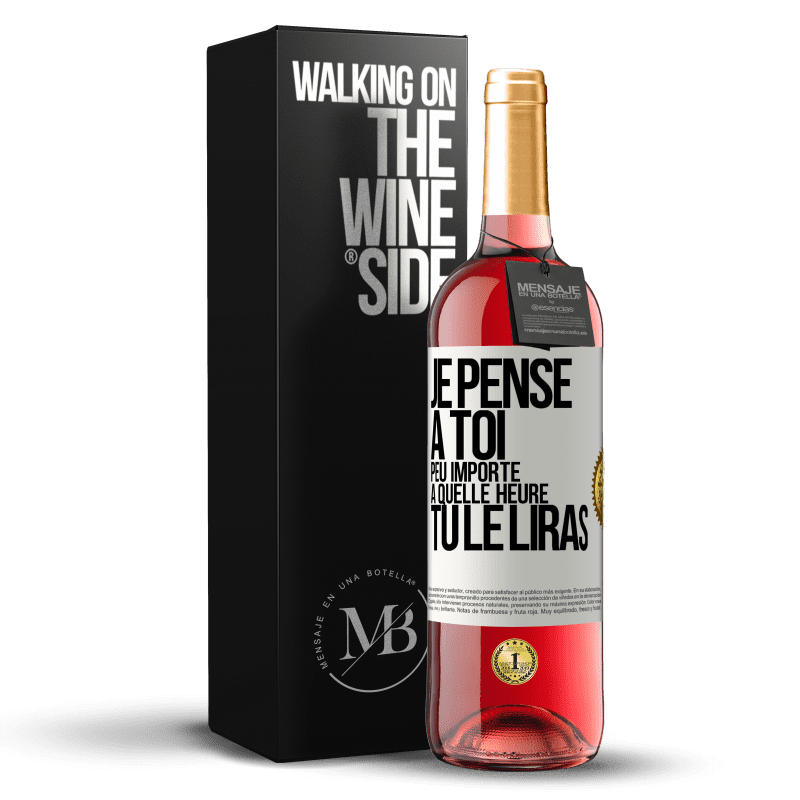 29,95 € Envoi gratuit | Vin rosé Édition ROSÉ Je pense à toi. Peu importe à quelle heure tu le liras Étiquette Blanche. Étiquette personnalisable Vin jeune Récolte 2024 Tempranillo