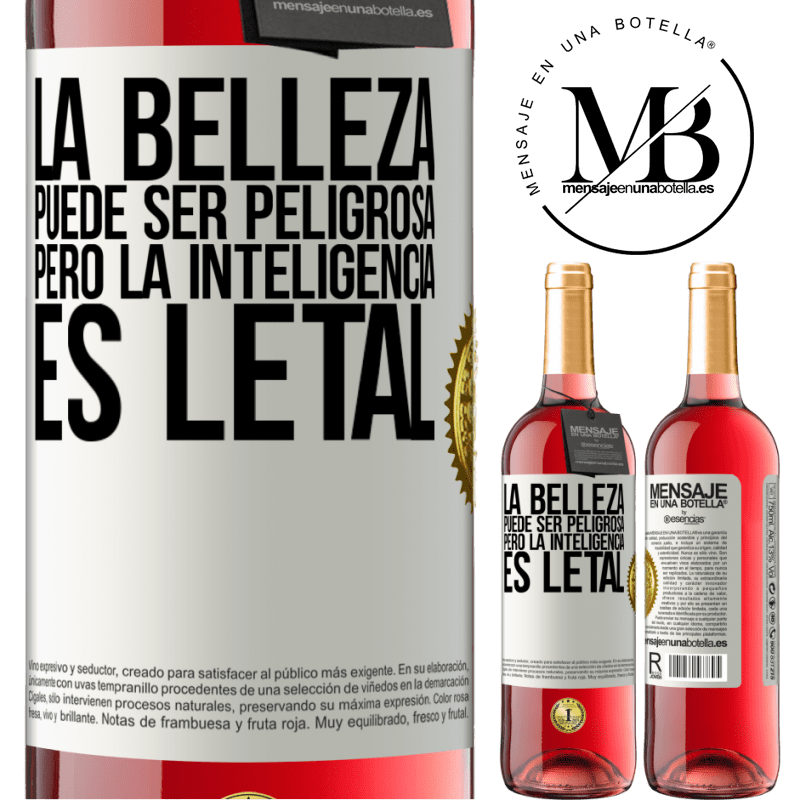 29,95 € Envío gratis | Vino Rosado Edición ROSÉ La belleza puede ser peligrosa, pero la inteligencia es letal Etiqueta Blanca. Etiqueta personalizable Vino joven Cosecha 2024 Tempranillo