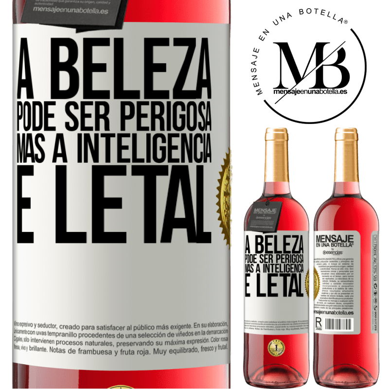 29,95 € Envio grátis | Vinho rosé Edição ROSÉ A beleza pode ser perigosa, mas a inteligência é letal Etiqueta Branca. Etiqueta personalizável Vinho jovem Colheita 2024 Tempranillo