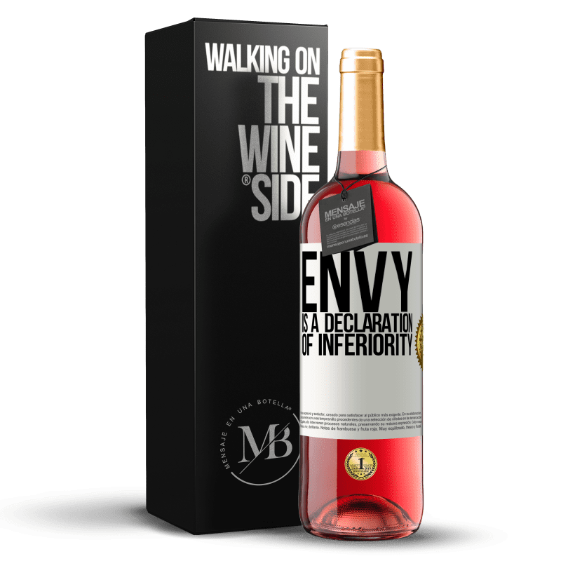 29,95 € Бесплатная доставка | Розовое вино Издание ROSÉ Зависть - это декларация неполноценности Белая этикетка. Настраиваемая этикетка Молодое вино Урожай 2023 Tempranillo