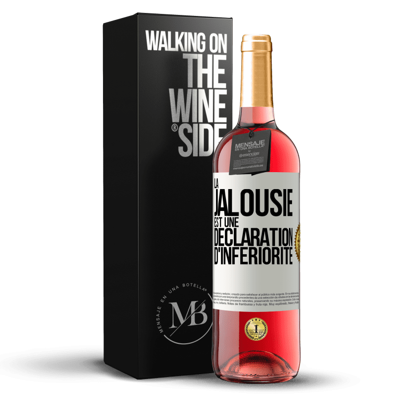 29,95 € Envoi gratuit | Vin rosé Édition ROSÉ La jalousie est une déclaration d'infériorité Étiquette Blanche. Étiquette personnalisable Vin jeune Récolte 2023 Tempranillo