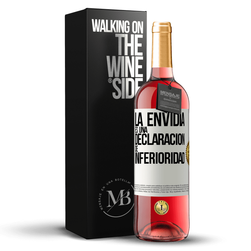 29,95 € Envío gratis | Vino Rosado Edición ROSÉ La envidia es una declaración de inferioridad Etiqueta Blanca. Etiqueta personalizable Vino joven Cosecha 2022 Tempranillo