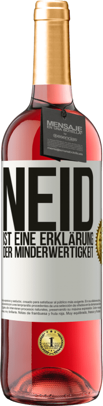 29,95 € | Roséwein ROSÉ Ausgabe Neid ist eine Erklärung der Minderwertigkeit Weißes Etikett. Anpassbares Etikett Junger Wein Ernte 2025 Tempranillo