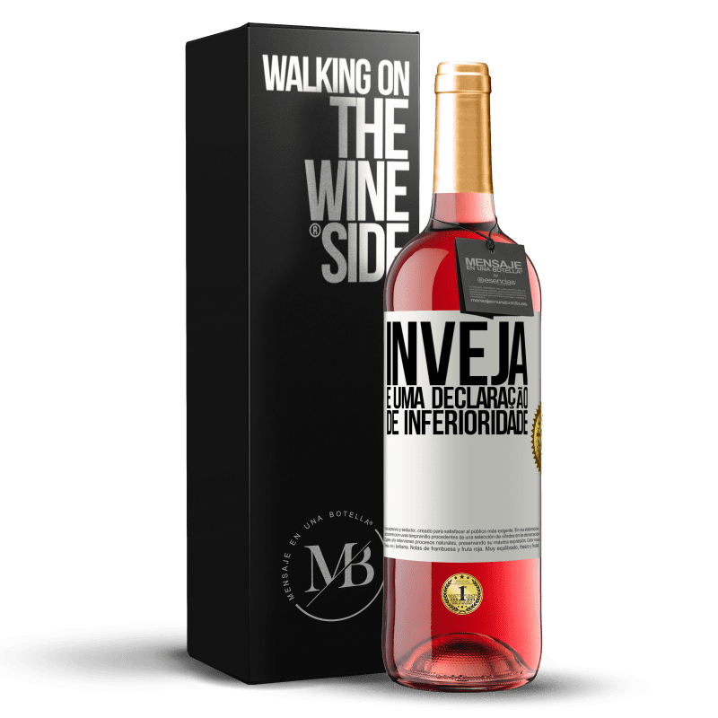 29,95 € Envio grátis | Vinho rosé Edição ROSÉ Inveja é uma declaração de inferioridade Etiqueta Branca. Etiqueta personalizável Vinho jovem Colheita 2024 Tempranillo