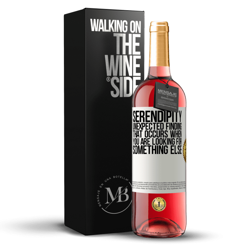29,95 € Бесплатная доставка | Розовое вино Издание ROSÉ Serendipity. Неожиданное обнаружение, которое происходит, когда вы ищете что-то другое Белая этикетка. Настраиваемая этикетка Молодое вино Урожай 2023 Tempranillo