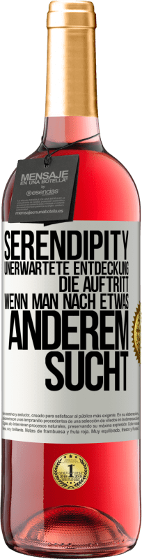 29,95 € | Roséwein ROSÉ Ausgabe Serendipity: Unerwartete Entdeckung, die auftritt, wenn man nach etwas anderem sucht Weißes Etikett. Anpassbares Etikett Junger Wein Ernte 2024 Tempranillo