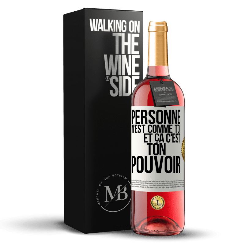 29,95 € Envoi gratuit | Vin rosé Édition ROSÉ Personne n'est comme toi et ça c'est ton pouvoir Étiquette Blanche. Étiquette personnalisable Vin jeune Récolte 2024 Tempranillo