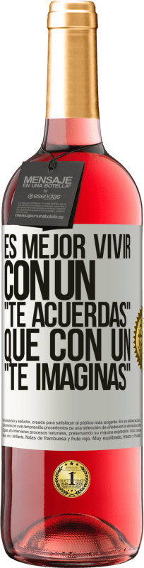 29,95 € | Vino Rosado Edición ROSÉ Es mejor vivir con un Te acuerdas que con un Te imaginas Etiqueta Blanca. Etiqueta personalizable Vino joven Cosecha 2024 Tempranillo