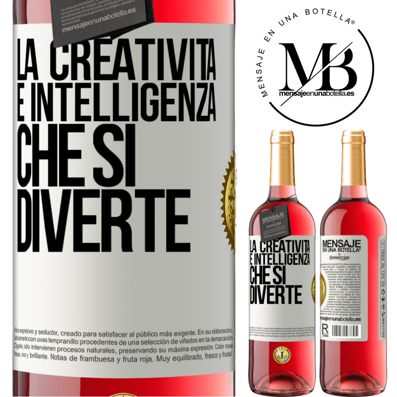 29,95 € Spedizione Gratuita | Vino rosato Edizione ROSÉ La creatività è intelligenza che si diverte Etichetta Bianca. Etichetta personalizzabile Vino giovane Raccogliere 2023 Tempranillo