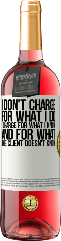 29,95 € | Rosé Wine ROSÉ Edition I don't charge for what I do, I charge for what I know, and for what the client doesn't know White Label. Customizable label Young wine Harvest 2023 Tempranillo
