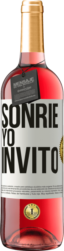 Envío gratis | Vino Rosado Edición ROSÉ Sonríe, yo invito Etiqueta Blanca. Etiqueta personalizable Vino joven Cosecha 2023 Tempranillo