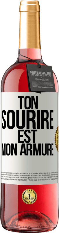 29,95 € Envoi gratuit | Vin rosé Édition ROSÉ Ton sourire est mon armure Étiquette Blanche. Étiquette personnalisable Vin jeune Récolte 2025 Tempranillo