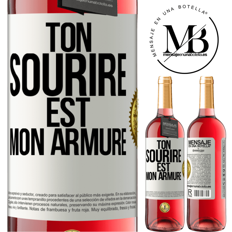 29,95 € Envoi gratuit | Vin rosé Édition ROSÉ Ton sourire est mon armure Étiquette Blanche. Étiquette personnalisable Vin jeune Récolte 2024 Tempranillo