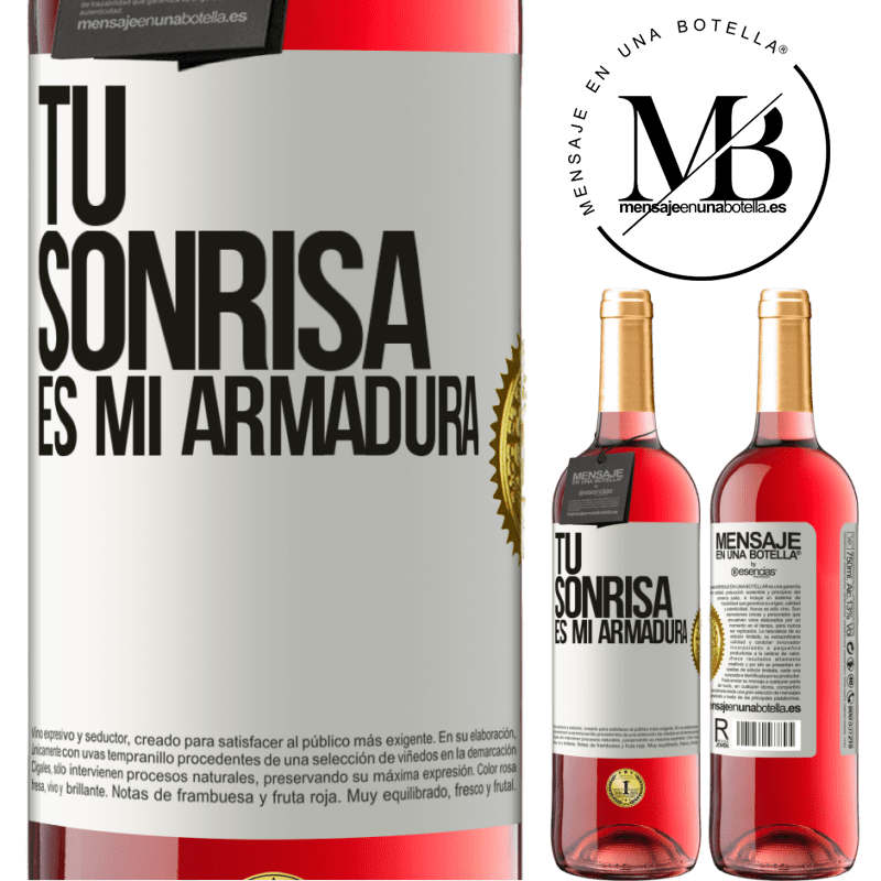 29,95 € Envío gratis | Vino Rosado Edición ROSÉ Tu sonrisa es mi armadura Etiqueta Blanca. Etiqueta personalizable Vino joven Cosecha 2024 Tempranillo