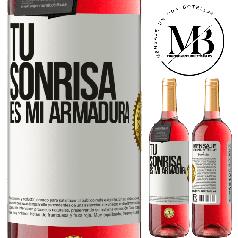 29,95 € Envío gratis | Vino Rosado Edición ROSÉ Tu sonrisa es mi armadura Etiqueta Blanca. Etiqueta personalizable Vino joven Cosecha 2025 Tempranillo