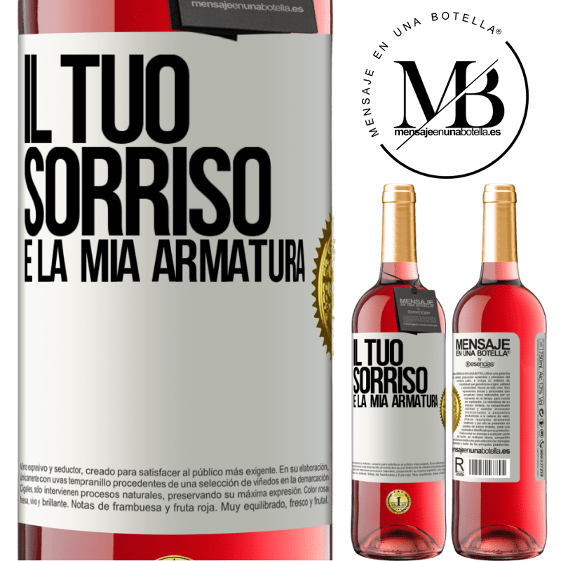 29,95 € Spedizione Gratuita | Vino rosato Edizione ROSÉ Il tuo sorriso è la mia armatura Etichetta Bianca. Etichetta personalizzabile Vino giovane Raccogliere 2024 Tempranillo