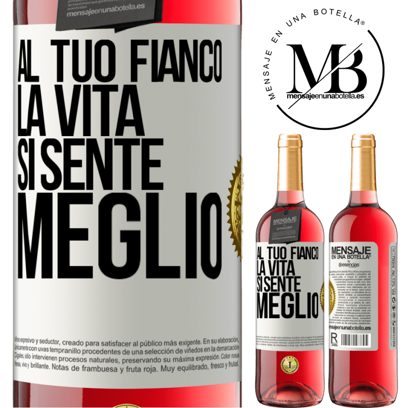 29,95 € Spedizione Gratuita | Vino rosato Edizione ROSÉ Al tuo fianco la vita si sente meglio Etichetta Bianca. Etichetta personalizzabile Vino giovane Raccogliere 2024 Tempranillo