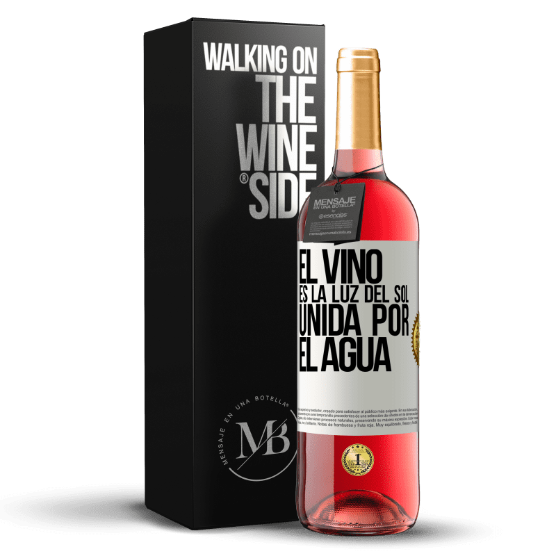 29,95 € Envío gratis | Vino Rosado Edición ROSÉ El vino es la luz del sol, unida por el agua Etiqueta Blanca. Etiqueta personalizable Vino joven Cosecha 2024 Tempranillo