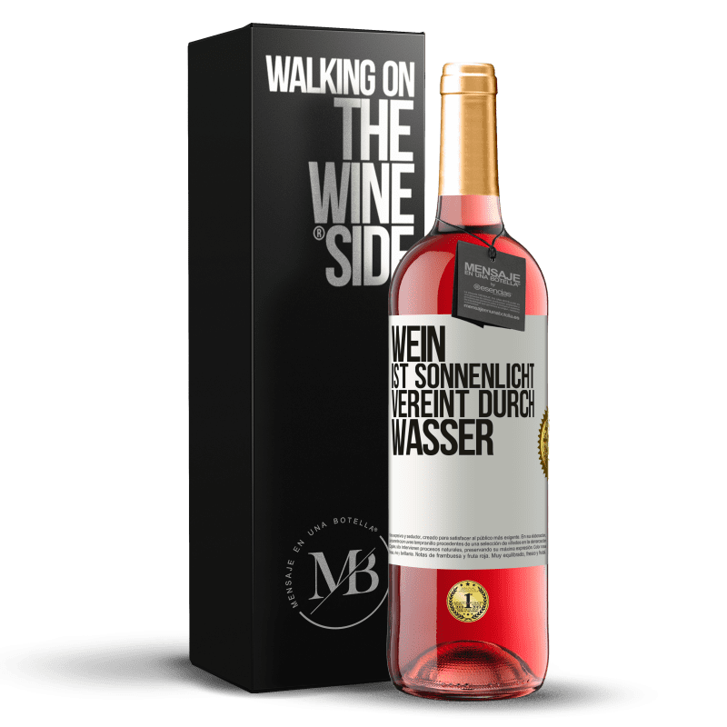 29,95 € Kostenloser Versand | Roséwein ROSÉ Ausgabe Wein ist Sonnenlicht, vereint durch Wasser Weißes Etikett. Anpassbares Etikett Junger Wein Ernte 2024 Tempranillo