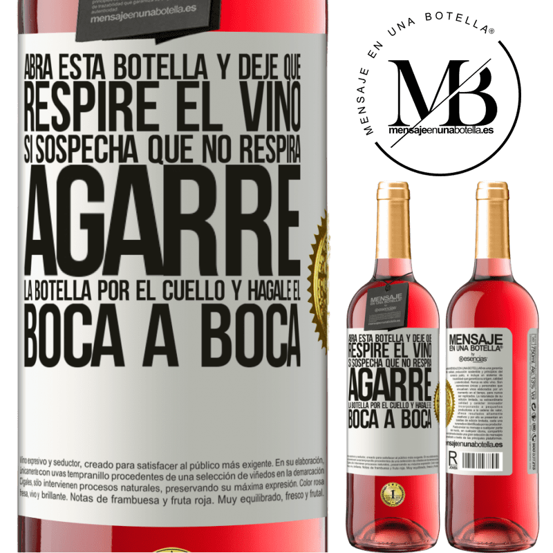 29,95 € Envío gratis | Vino Rosado Edición ROSÉ Abra esta botella y deje que respire el vino. Si sospecha que no respira, agarre la botella por el cuello y hágale el boca a Etiqueta Blanca. Etiqueta personalizable Vino joven Cosecha 2023 Tempranillo