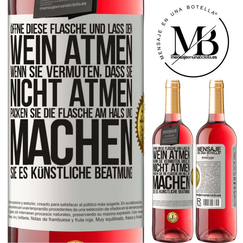 29,95 € Kostenloser Versand | Roséwein ROSÉ Ausgabe Öffnen Sie diese Flasche und lassen Sie den Wein atmen. Wenn Sie vermuten, dass er nicht atmet, packen Sie die Flasche am Hals u Weißes Etikett. Anpassbares Etikett Junger Wein Ernte 2025 Tempranillo