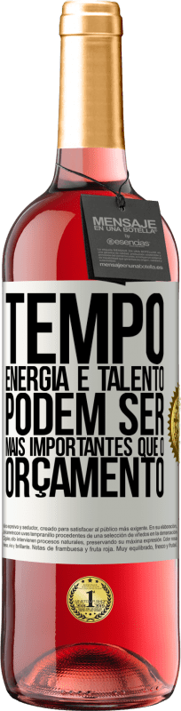 «Tempo, energia e talento podem ser mais importantes que o orçamento» Edição ROSÉ