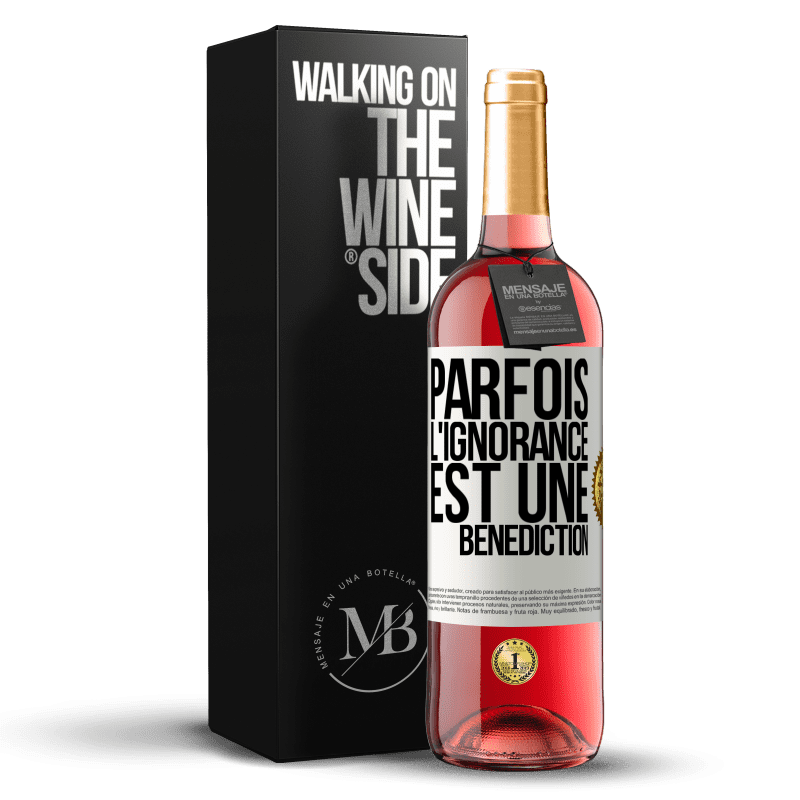 29,95 € Envoi gratuit | Vin rosé Édition ROSÉ Parfois, l'ignorance est une bénédiction Étiquette Blanche. Étiquette personnalisable Vin jeune Récolte 2023 Tempranillo