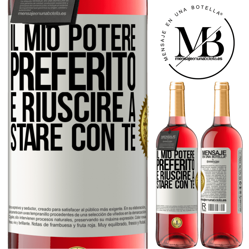 29,95 € Spedizione Gratuita | Vino rosato Edizione ROSÉ Il mio potere preferito è riuscire a stare con te Etichetta Bianca. Etichetta personalizzabile Vino giovane Raccogliere 2023 Tempranillo