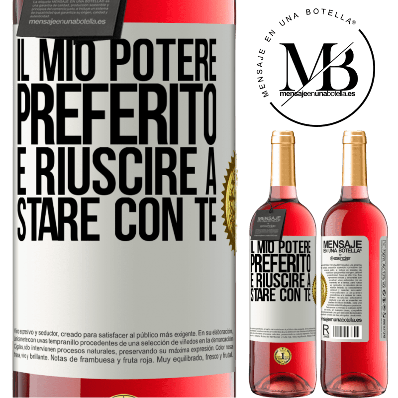 29,95 € Spedizione Gratuita | Vino rosato Edizione ROSÉ Il mio potere preferito è riuscire a stare con te Etichetta Bianca. Etichetta personalizzabile Vino giovane Raccogliere 2025 Tempranillo
