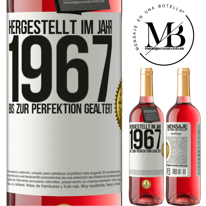 29,95 € Kostenloser Versand | Roséwein ROSÉ Ausgabe Hergestellt im Jahr 1967. Bis zur Perfektion gealtert Weißes Etikett. Anpassbares Etikett Junger Wein Ernte 2024 Tempranillo