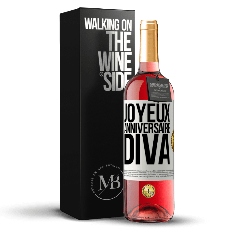 29,95 € Envoi gratuit | Vin rosé Édition ROSÉ Joyeux anniversaire, Diva Étiquette Blanche. Étiquette personnalisable Vin jeune Récolte 2023 Tempranillo