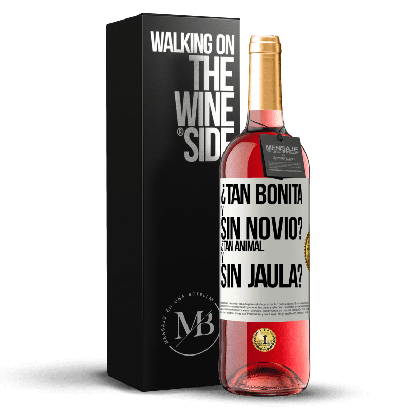 29,95 € Envío gratis | Vino Rosado Edición ROSÉ ¿Tan bonita y sin novio? ¿Tan animal y sin jaula? Etiqueta Blanca. Etiqueta personalizable Vino joven Cosecha 2023 Tempranillo