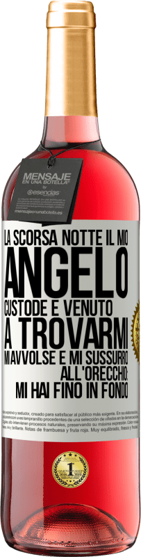 29,95 € | Vino rosato Edizione ROSÉ La scorsa notte il mio angelo custode è venuto a trovarmi. Mi avvolse e mi sussurrò all'orecchio: mi hai fino in fondo Etichetta Bianca. Etichetta personalizzabile Vino giovane Raccogliere 2025 Tempranillo