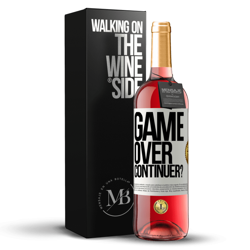 29,95 € Envoi gratuit | Vin rosé Édition ROSÉ GAME OVER. Continuer? Étiquette Blanche. Étiquette personnalisable Vin jeune Récolte 2025 Tempranillo