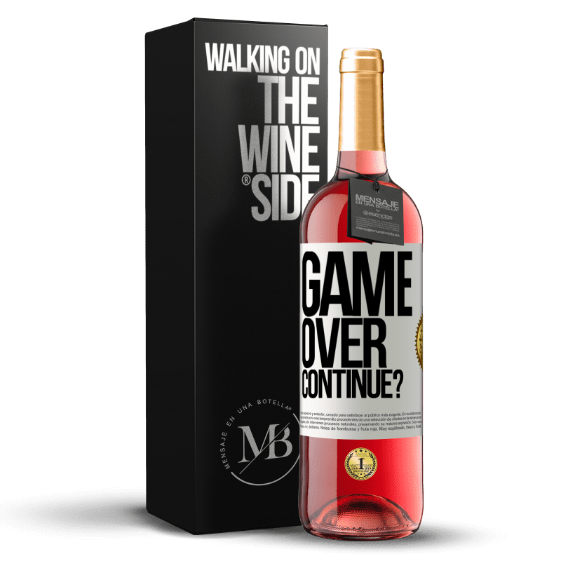 29,95 € Envío gratis | Vino Rosado Edición ROSÉ GAME OVER. Continue? Etiqueta Blanca. Etiqueta personalizable Vino joven Cosecha 2024 Tempranillo