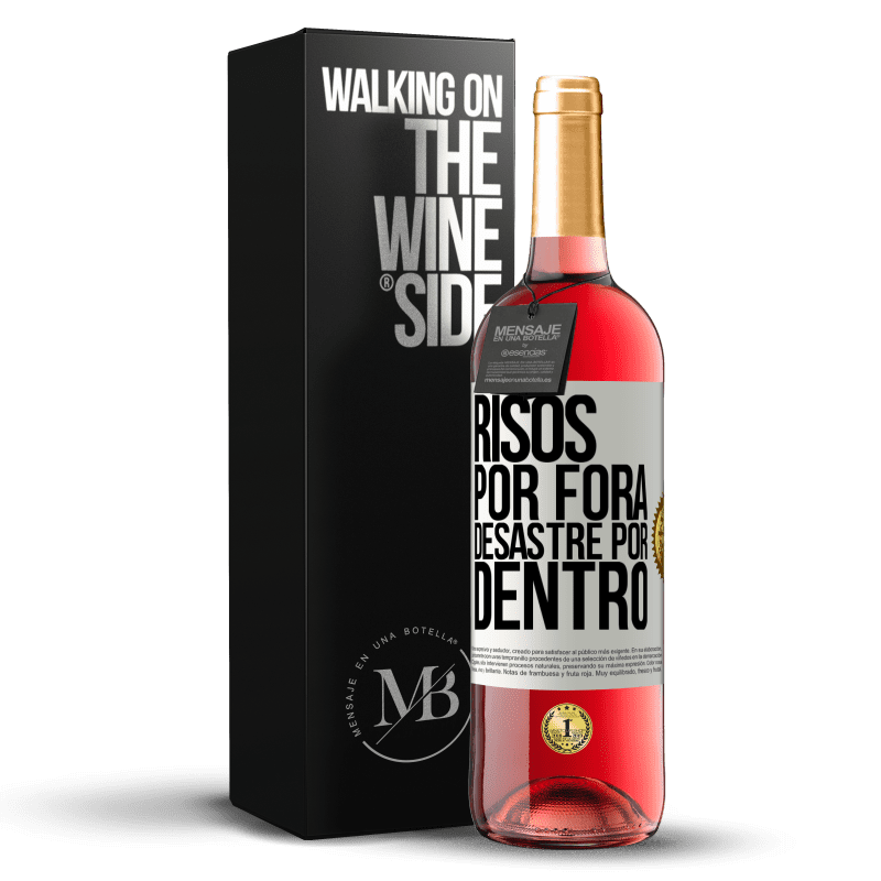 29,95 € Envio grátis | Vinho rosé Edição ROSÉ Risos por fora, desastre por dentro Etiqueta Branca. Etiqueta personalizável Vinho jovem Colheita 2023 Tempranillo