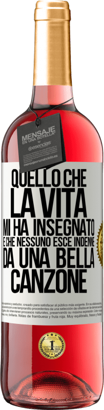 29,95 € | Vino rosato Edizione ROSÉ Quello che la vita mi ha insegnato è che nessuno esce indenne da una bella canzone Etichetta Bianca. Etichetta personalizzabile Vino giovane Raccogliere 2024 Tempranillo